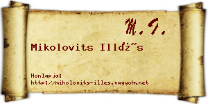 Mikolovits Illés névjegykártya